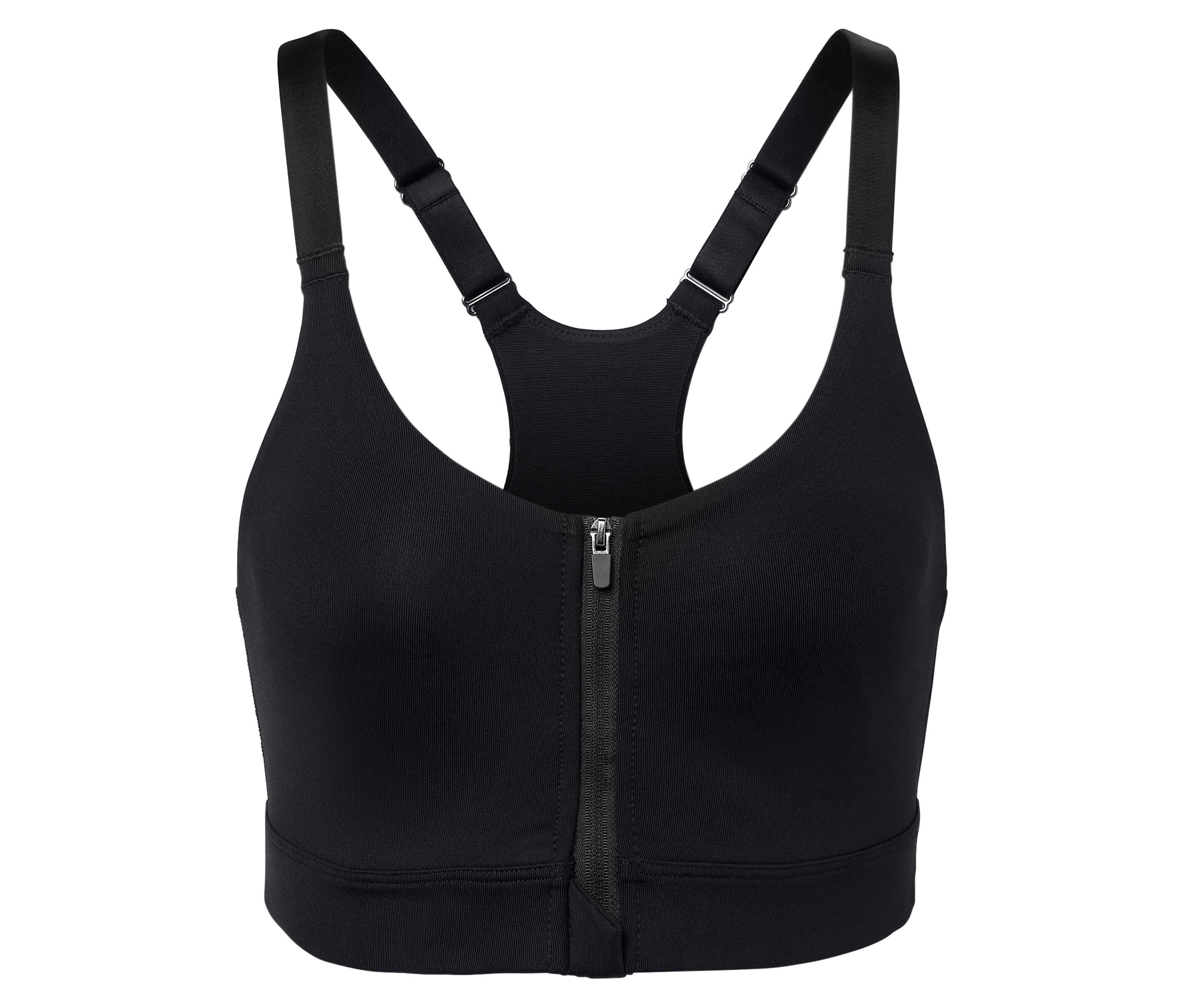 Sport-BH mit Frontreißverschluss - Damen - Gr. 80C - schwarz - schwarz