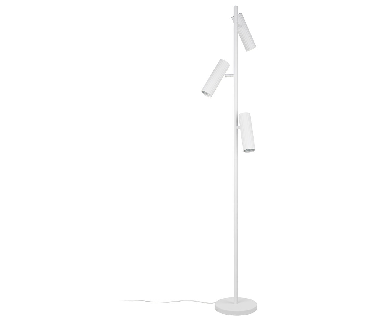Weiße Trio Stehleuchte »Soka« mit drei zylindrischen Lampenschirmen.