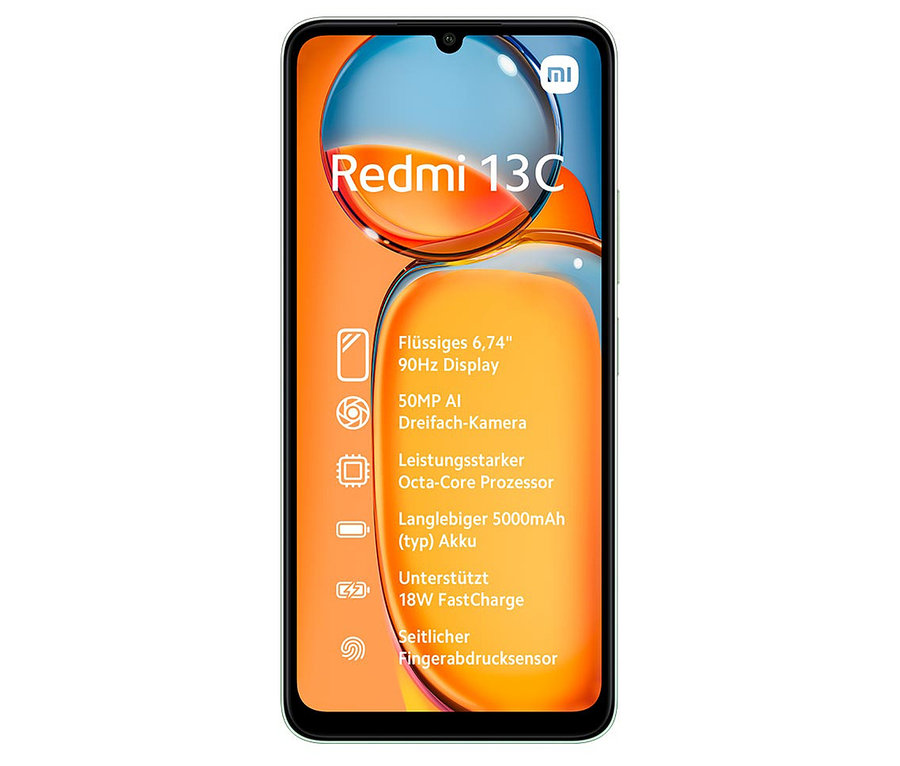 Ansicht des Xiaomi Redmi 13C 128 GB Clover Green.