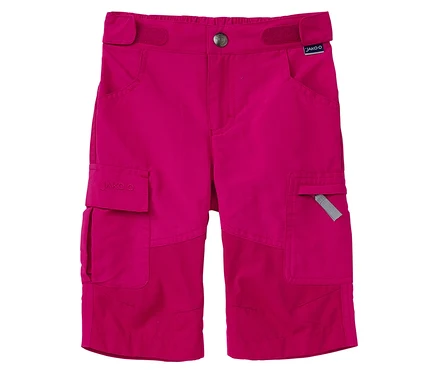 Nahaufnahme der JAKO-O 3/4-Outdoorhose in Traubenfarbe.