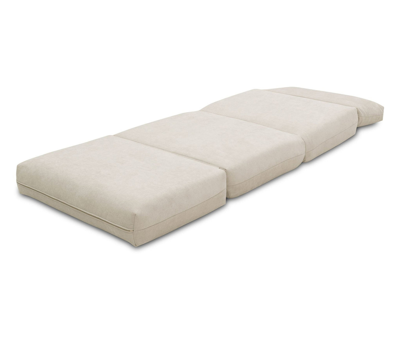 Ein beiges Liegesofa, das aus mehreren Segmenten auf einem weißen Hintergrund besteht.