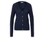 Marineblaue Strickjacke mit V-Ausschnitt und Knöpfen.