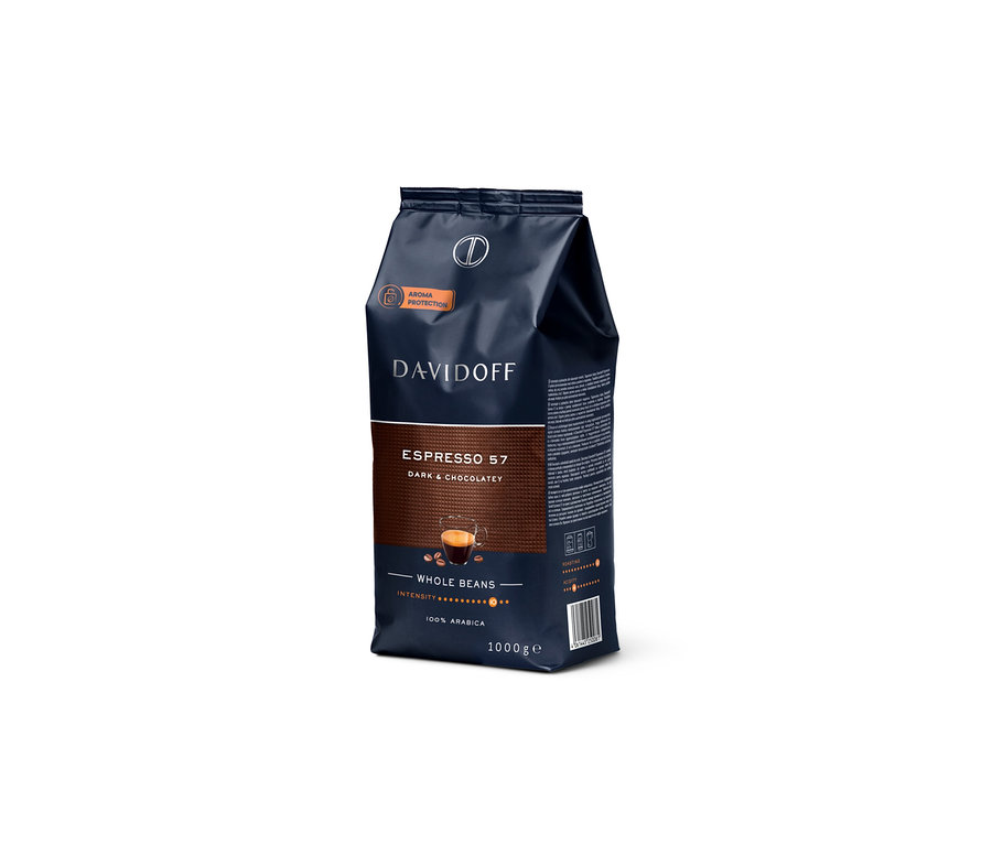 Eine Packung DAVIDOFF CAFÉ Espresso 57 - 1x 1000 g Ganze Bohne.