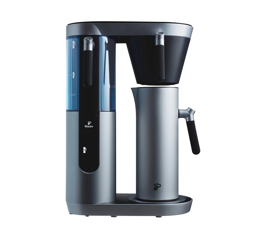 Silberne Filterkaffeemaschine »Coffea Filbii« ohne Kanne.