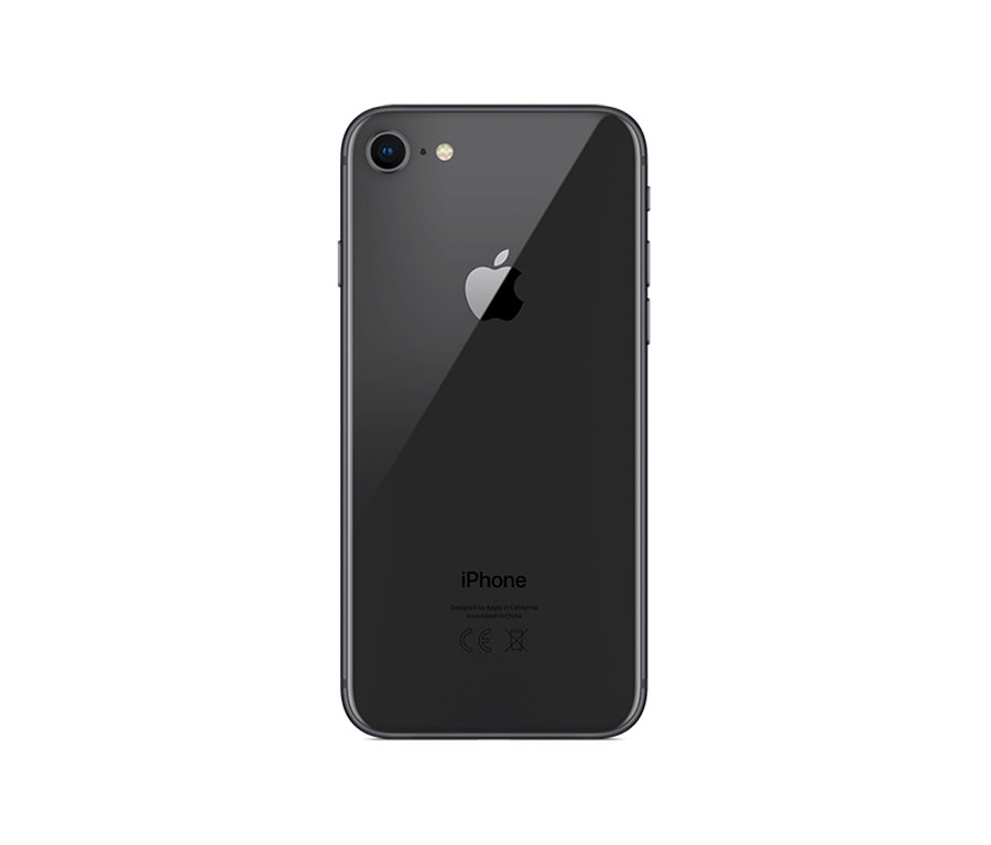 Rückseite eines spacegrauen Apple iPhone 8.