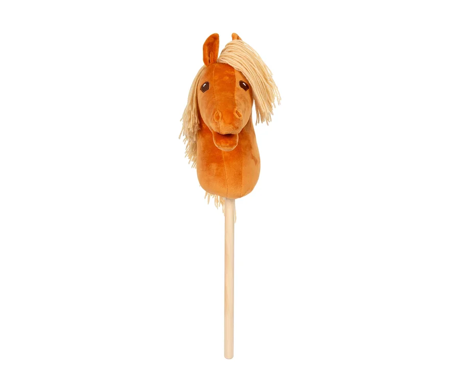 Braunes Plüsch-Steckenpferd small foot »Bibi & Tina« Hobby Horse, Amadeus mit heller Mähne auf einem Holzstab.