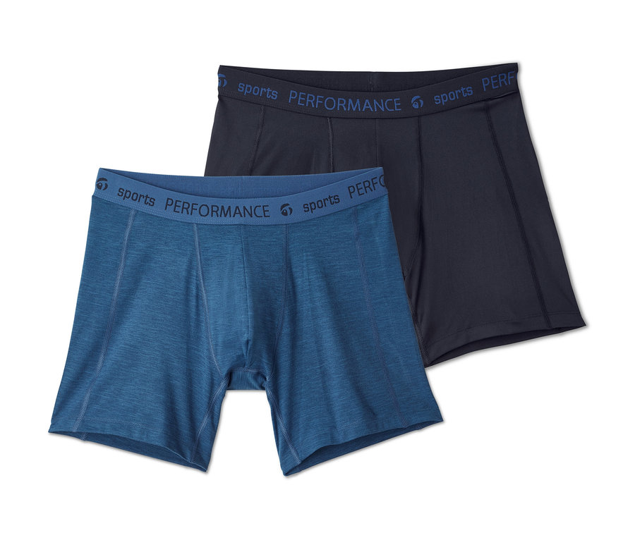 Zwei Sport-Slipboxer, eine blau und eine dunkelblau.