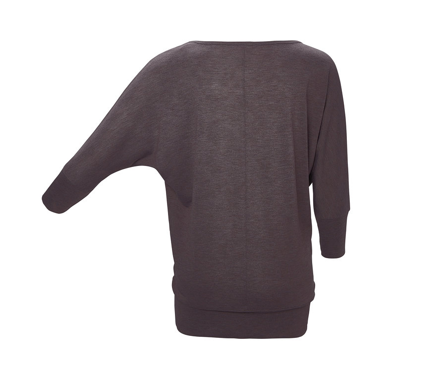 Graues 3/4-Sport-und-Yogashirt, von hinten gezeigt.