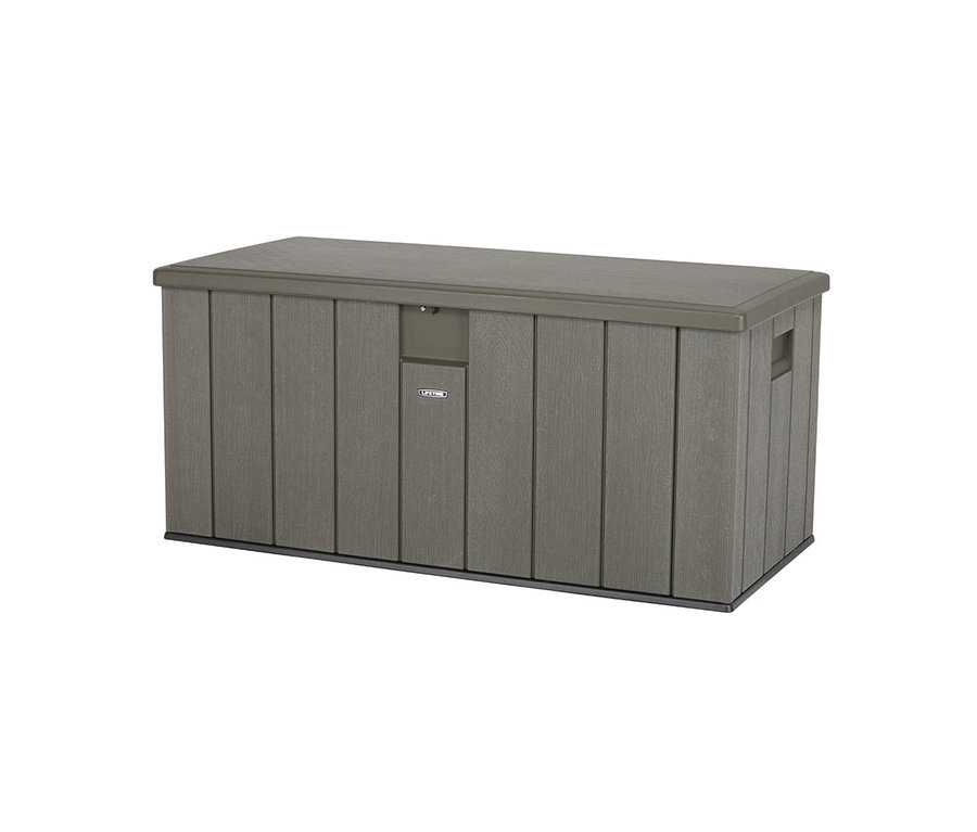 Eine graue Lifetime-Kissenbox mit ca. 440 l Fassungsvermögen.