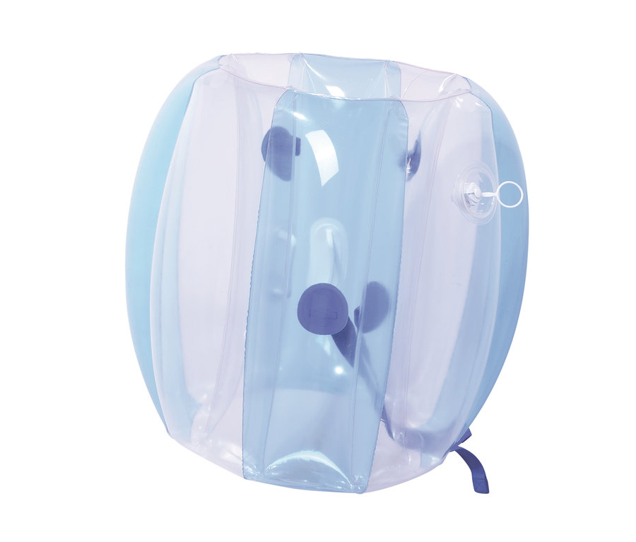 Detailaufnahme eines blauen und transparenten Bumper-Balls.
