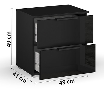 Schwarzer Rauch BLACK 20UP Nachttisch mit 2 Schubladen.