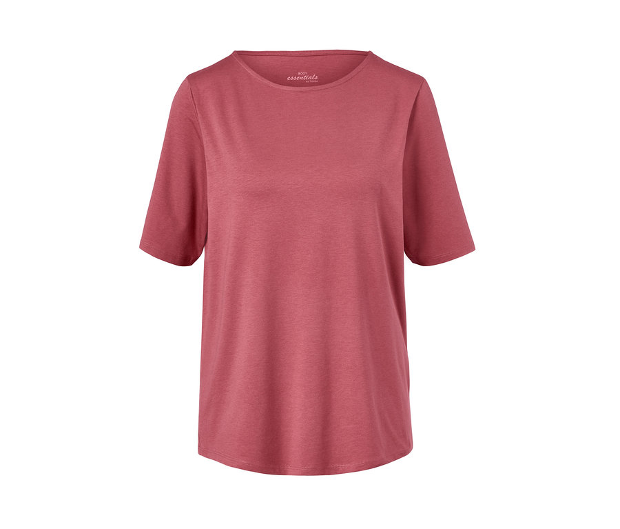 Ein rosafarbenes 7/8-Pyjamaoberteil mit kurzen Ärmeln.