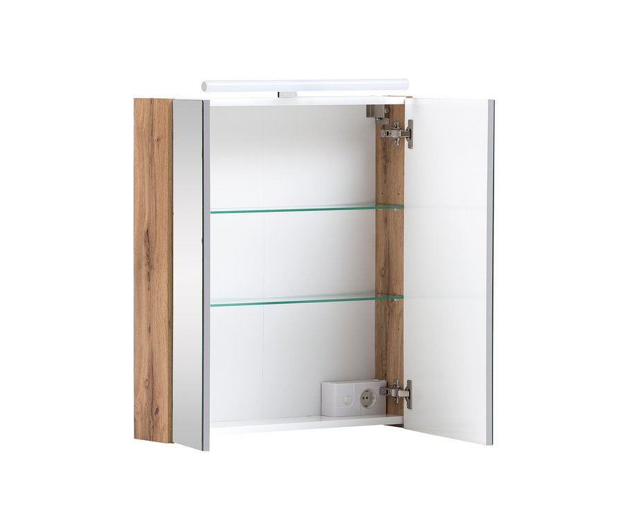 Offener Spiegelschrank »DUO« mit zwei Glasböden.