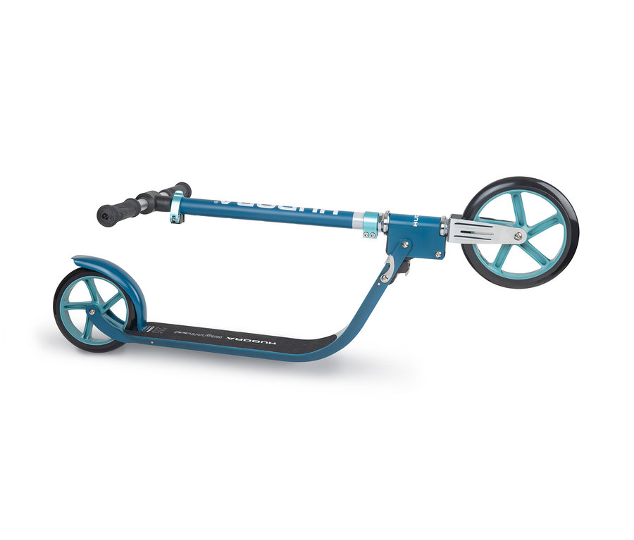 Ein blau-silberner HUDORA Scooter »BigWheel 215« liegt auf der Seite.