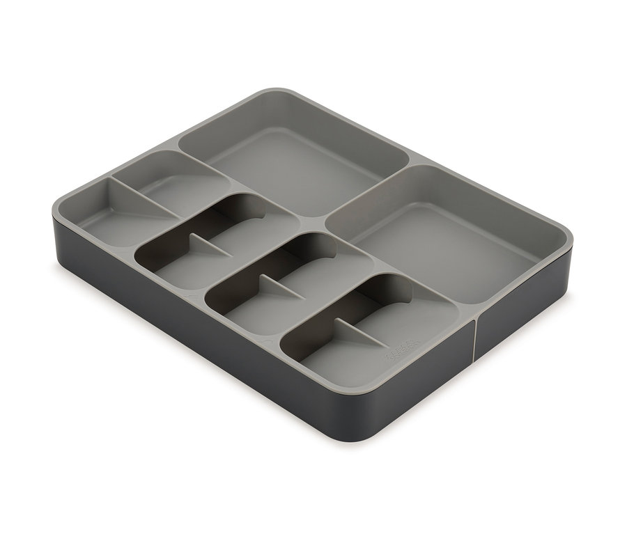 Grauer Joseph Joseph Ausziehbarer Organizer »DrawerStore™« auf weißem Hintergrund.