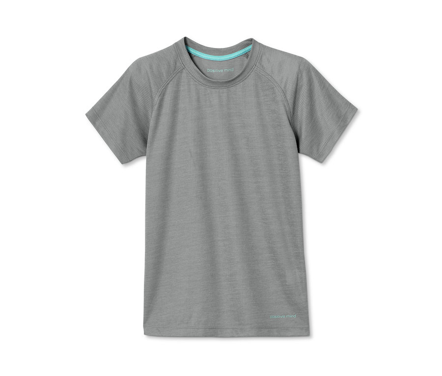 Graues Funktionsshirt aus recyceltem Material.