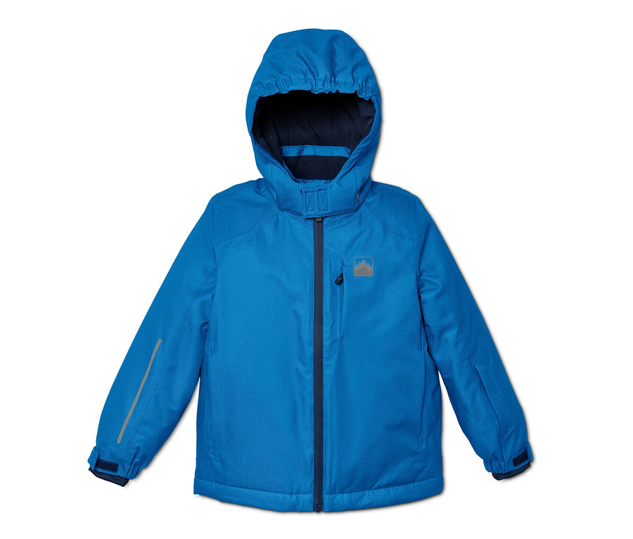 Eine blaue Thermo-Skijacke.