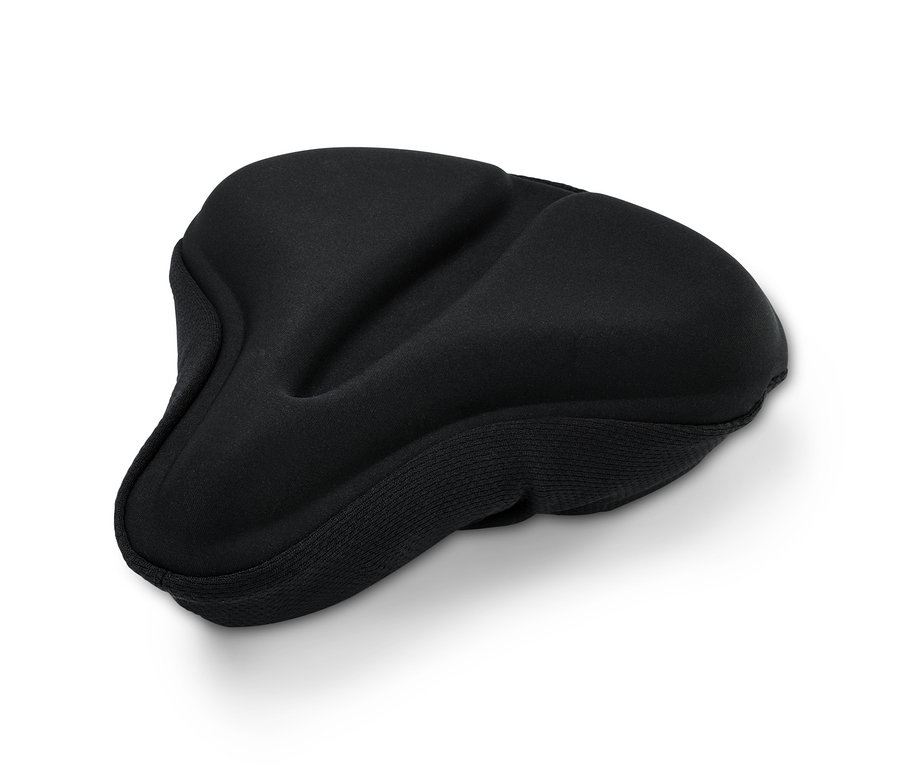Schwarzer Sattelbezug mit Memory-Foam.
