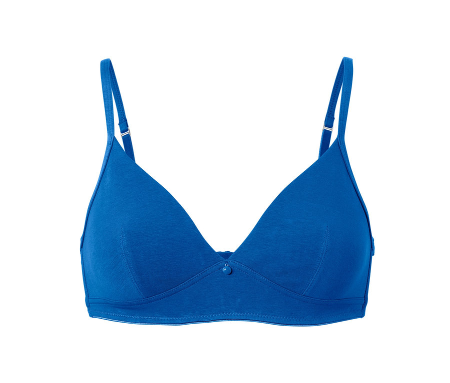 Detailansicht eines blauen Komfort-Soft-BHs aus einem 2er-Set.