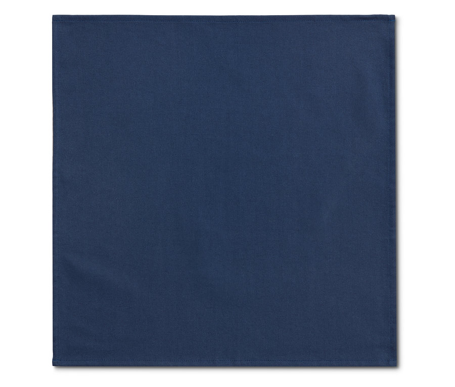 Eine dunkelblaue Stoffserviette aus Leinenmischung.