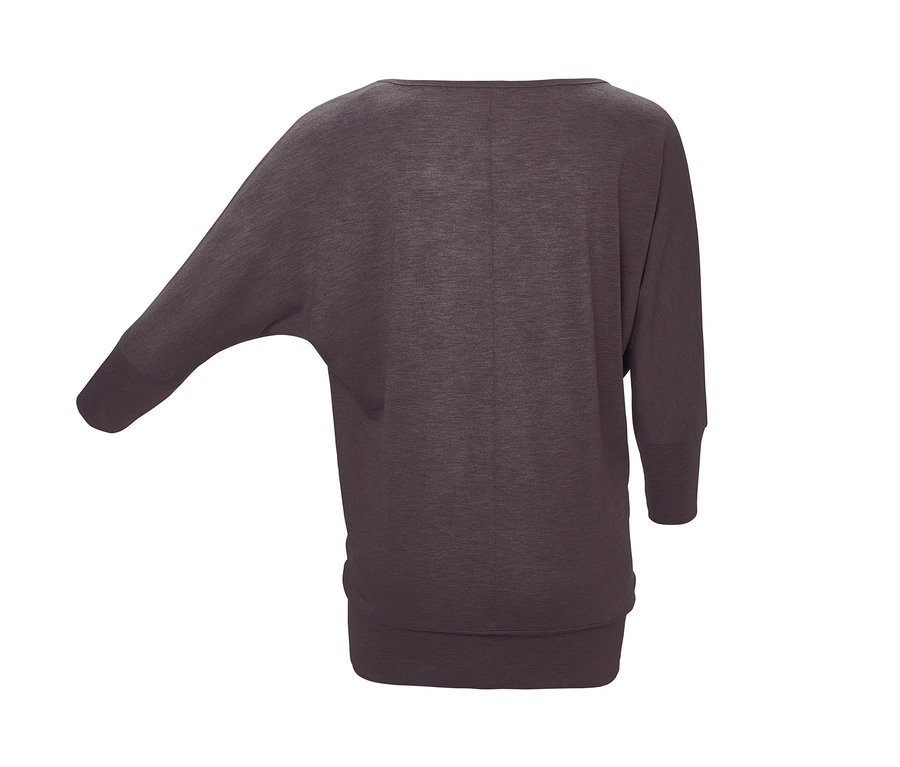 Graues 3/4-Sport-und-Yogashirt, von hinten gezeigt.