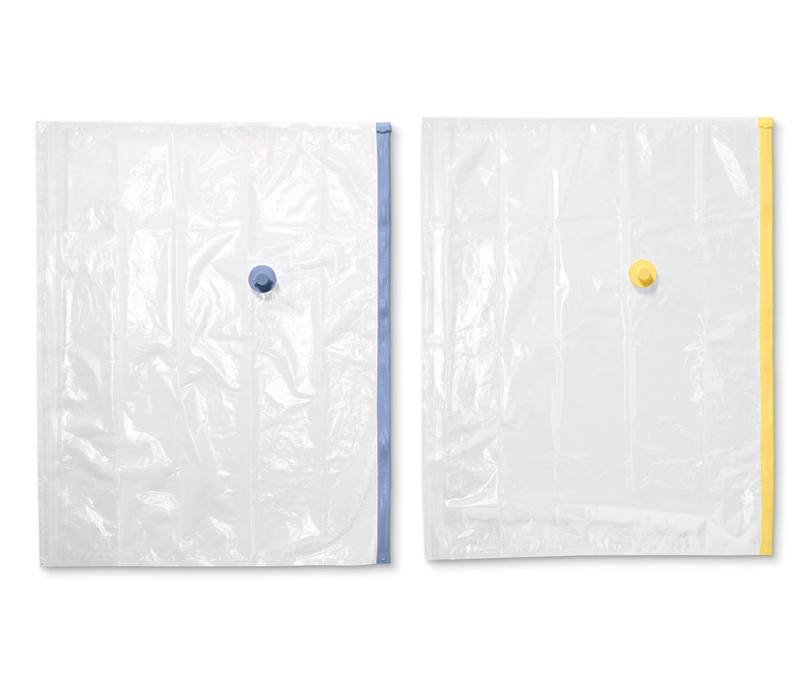 Zwei Vakuum-Aufbewahrungsbeutel, Würfel.