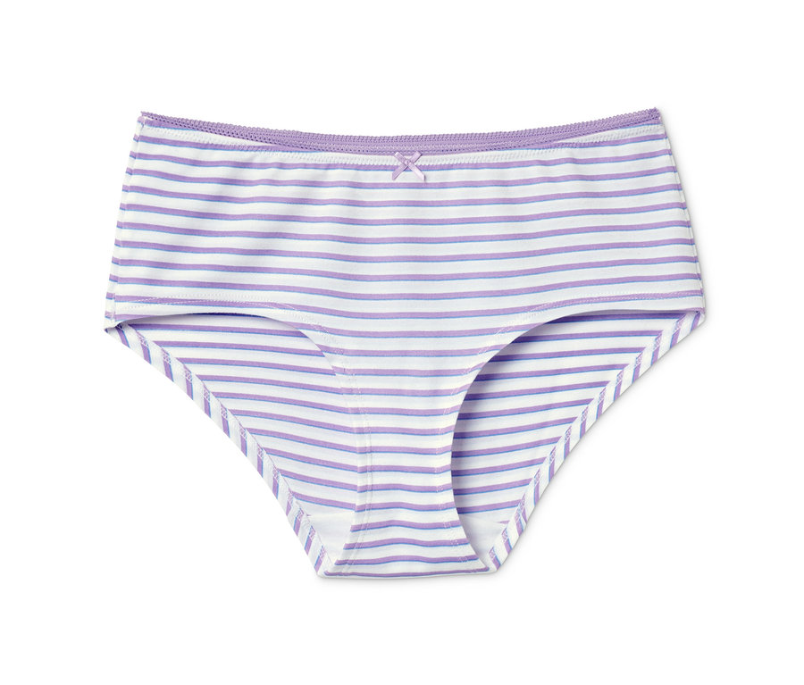 Weisse Panty mit lila Streifen, 5er Pack