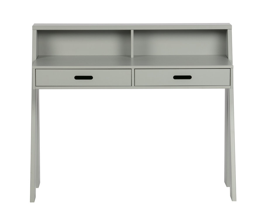 Grauer Schreibtisch »Connect« mit zwei Schubladen und Regalen.
