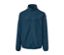 Blaue Windschutzjacke mit Reißverschluss.