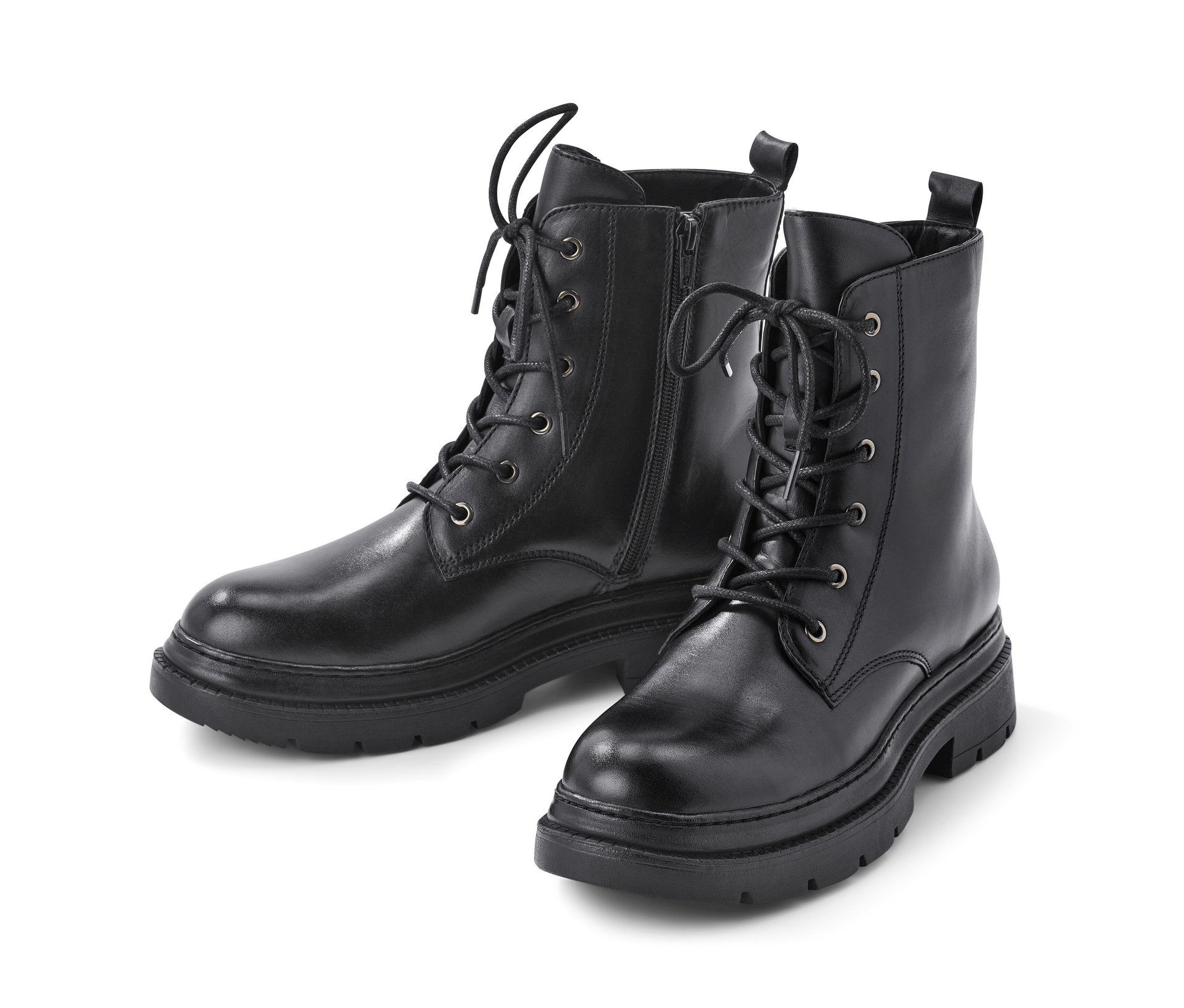 Leder-Boots - Damen - Gr. 39 - schwarz - schwarz