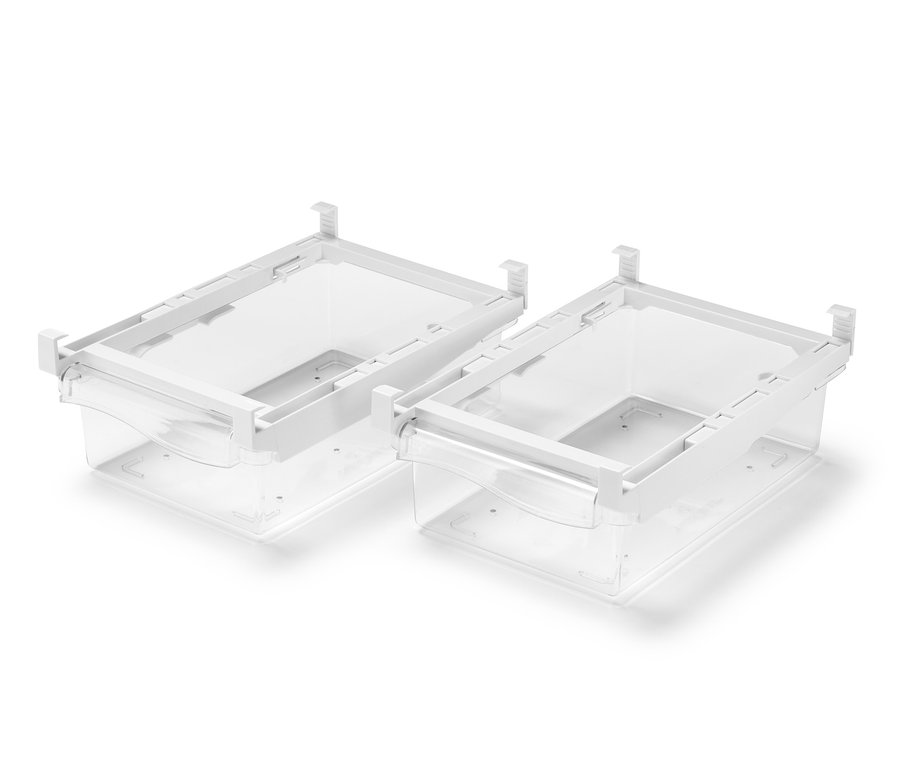 Zwei ausziehbare Kühlschrankkörbe.