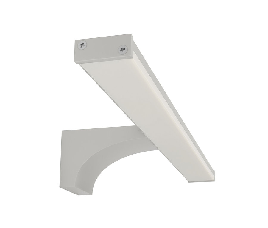 Eine weiße Eglo Spiegelleuchte »Pandella 2« mit Sensor ist an einer Wand befestigt.