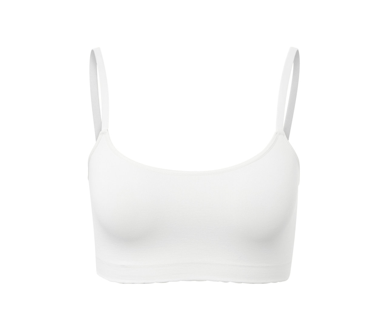 Cremefarbenes Seamless-Bustier mit Spitze.