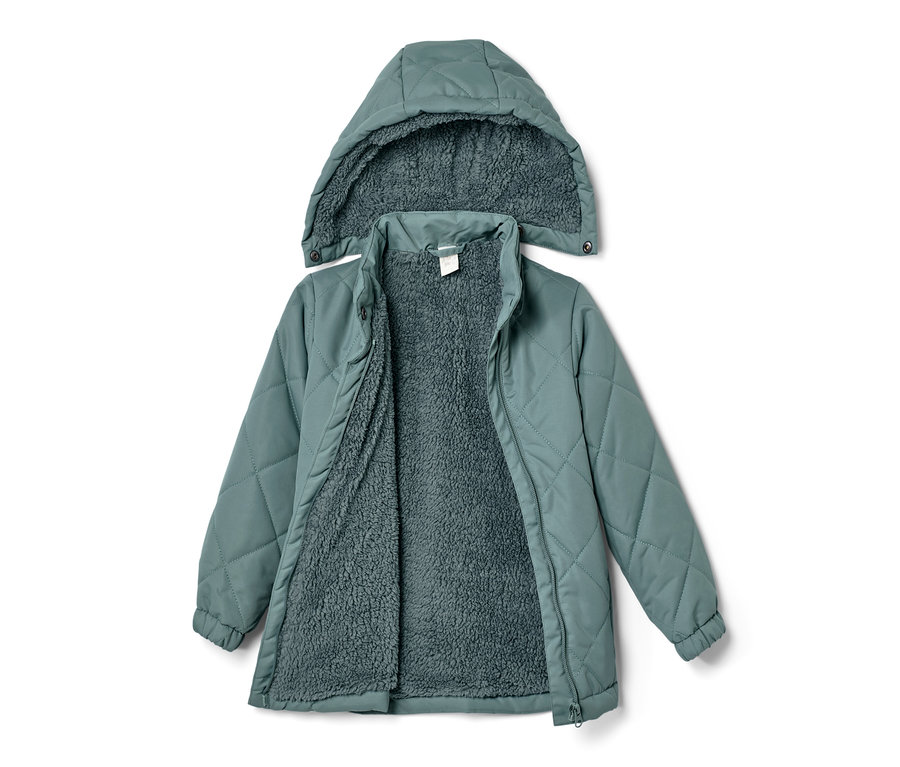 Offene Kleinkind-Steppjacke mit Kapuze.