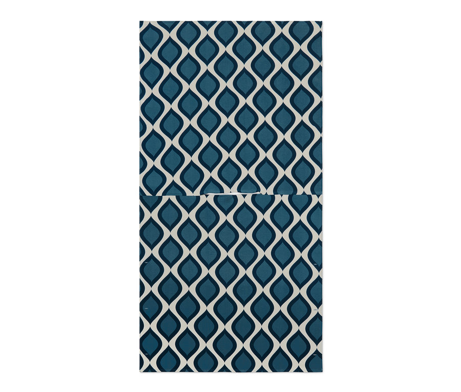 Blaues 2-in-1-Badetuch-und-Poncho mit abstraktem Muster.