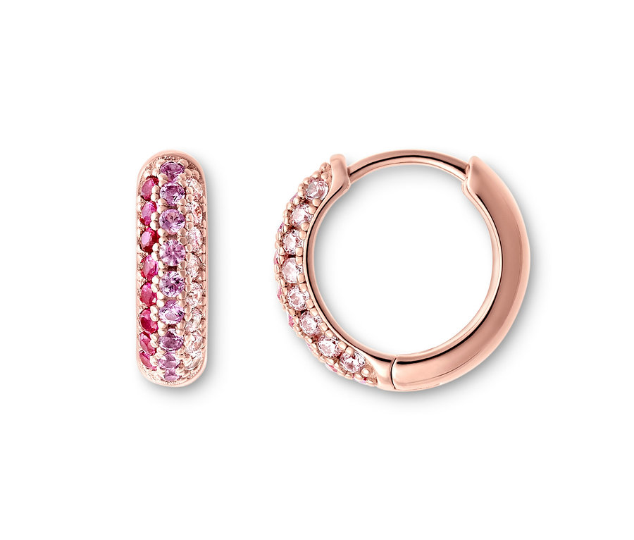 Zwei 925 Silber Creolen pavé Ohrringe.