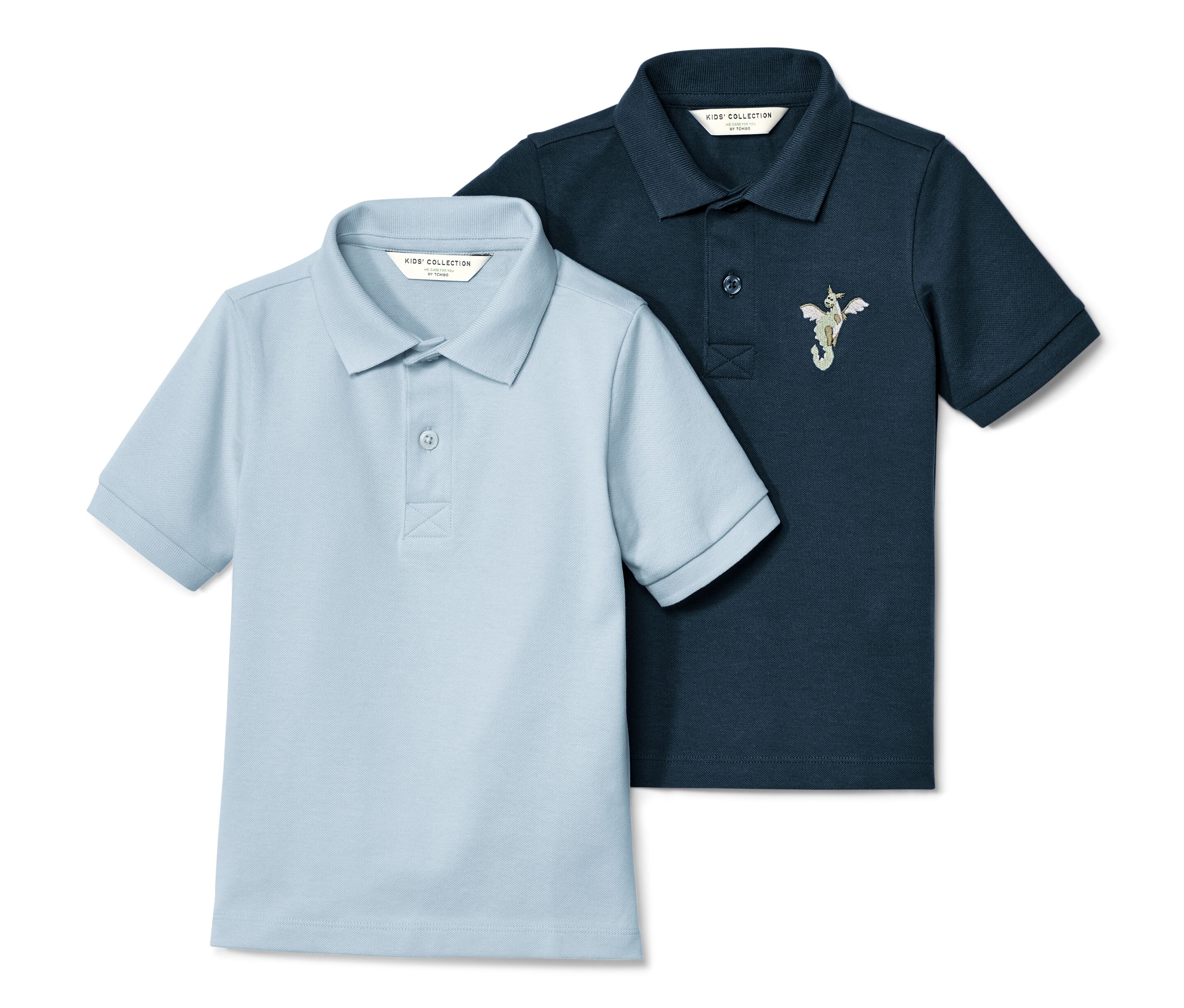 Tchibo - 2 Kinder-Poloshirts aus Baumwoll-Piqué - Herren - Gr. 98/104 - hellblau