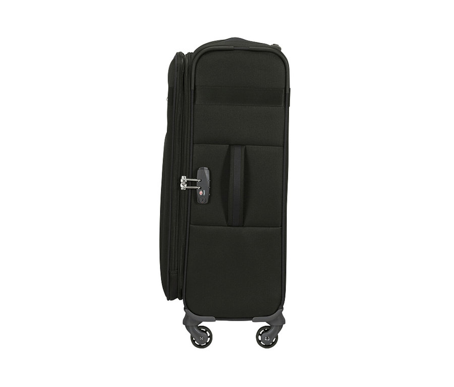 Schwarzer Samsonite CITYBEAT SPINNER, mittel, von der Seite.