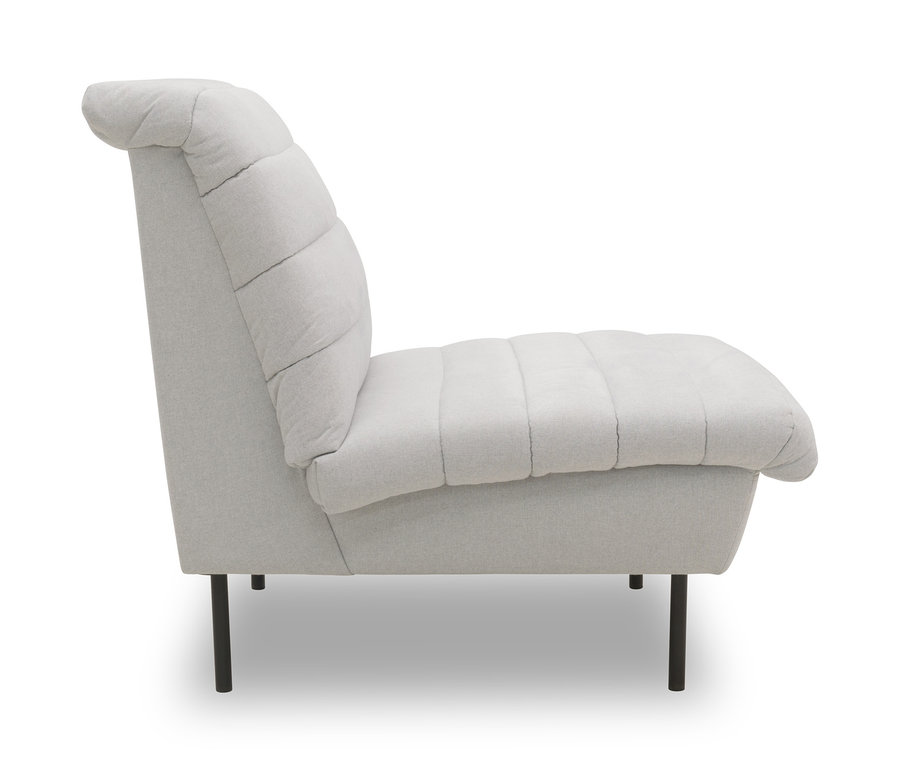 Seitenansicht des silberfarbenen LOOKS by Wolfgang Joop 2-Sitzers vor weißem Hintergrund.