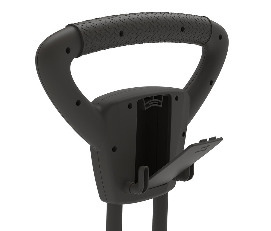 Detailansicht der Lenkstange und der Rückseite eines schwarzen TP Toys 4-in-1-Dreirad »Panther«.