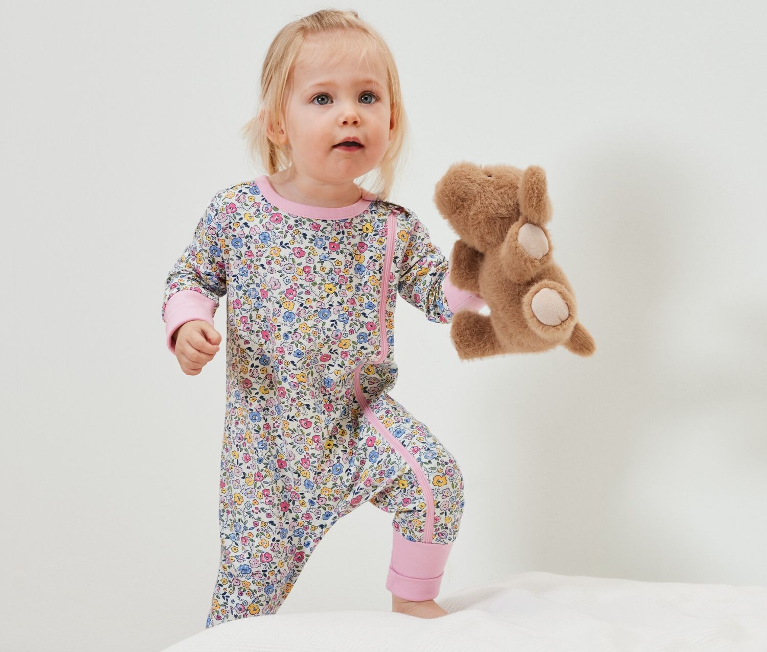 Thumbnail - Tchibo - Baby-Pyjama - Baby - Gr. 62/68 - rosa/geblümt