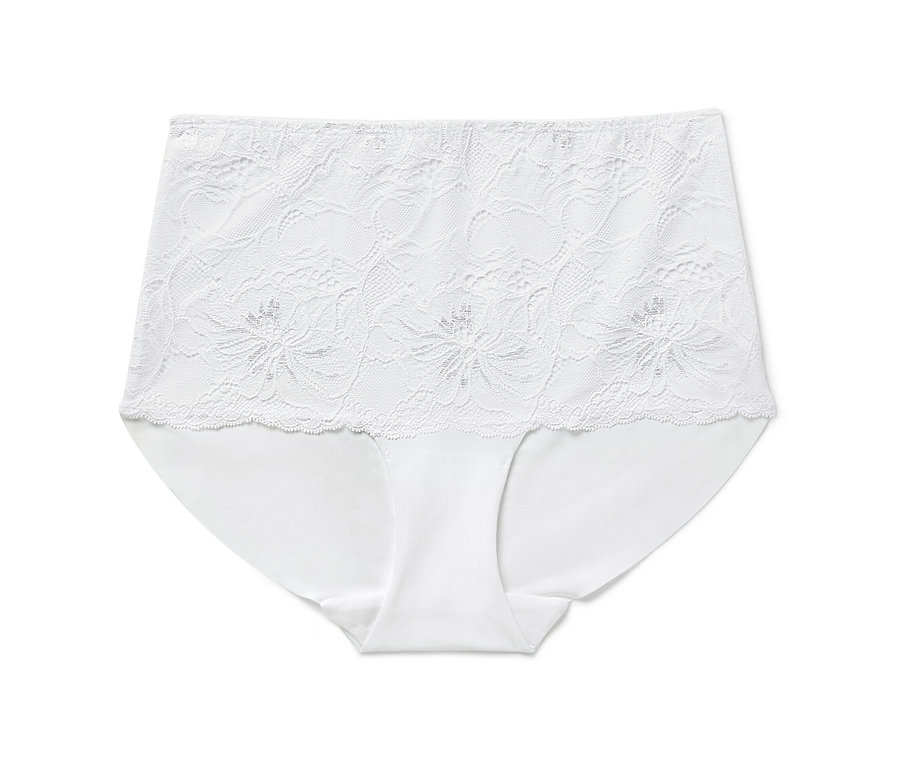 Detailansicht einer weißen Highwaist-Panty.