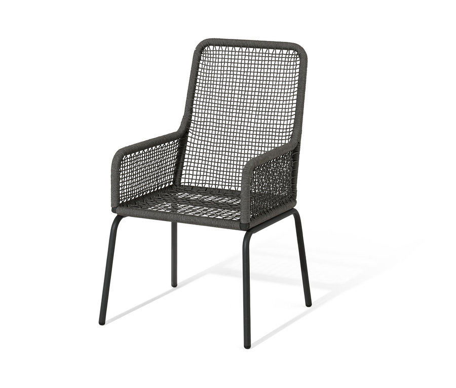 Schwarzer Hochlehner mit Textilgeflecht.