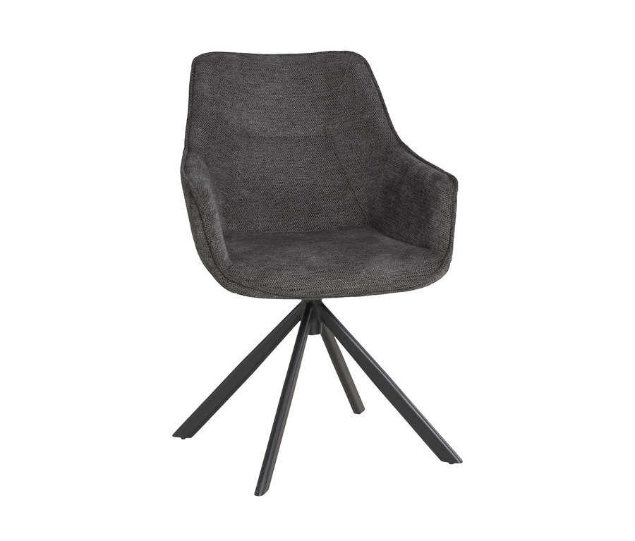 Ein dunkelgrauer deVries Diningsessel »San Carlo« vor einem weißen Hintergrund.