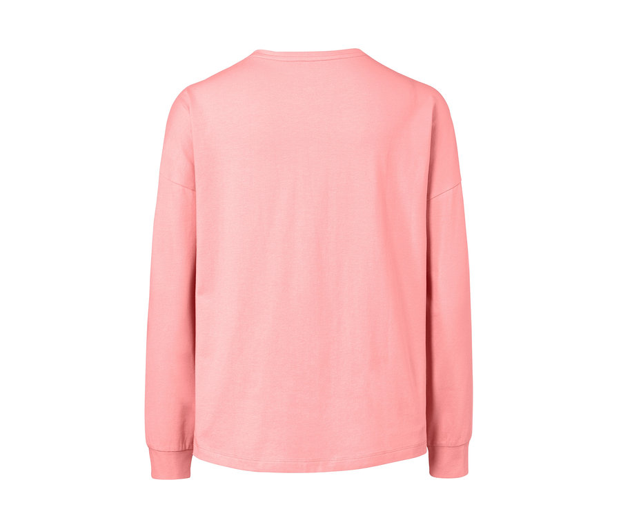 Rosa Pyjama-Oberteil mit langen Ärmeln von hinten.