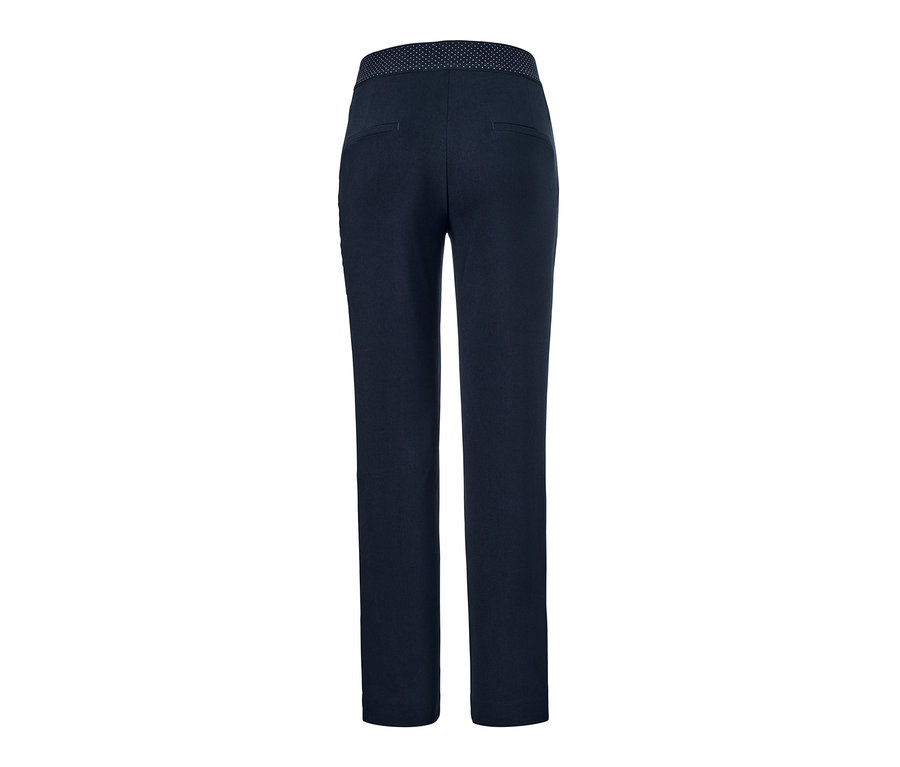Dunkelblaue Stretchhose von hinten.