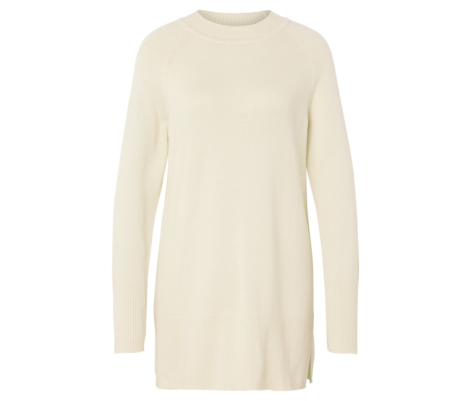 Langer Strickpullover - Damen - Gr. S - creme - creme