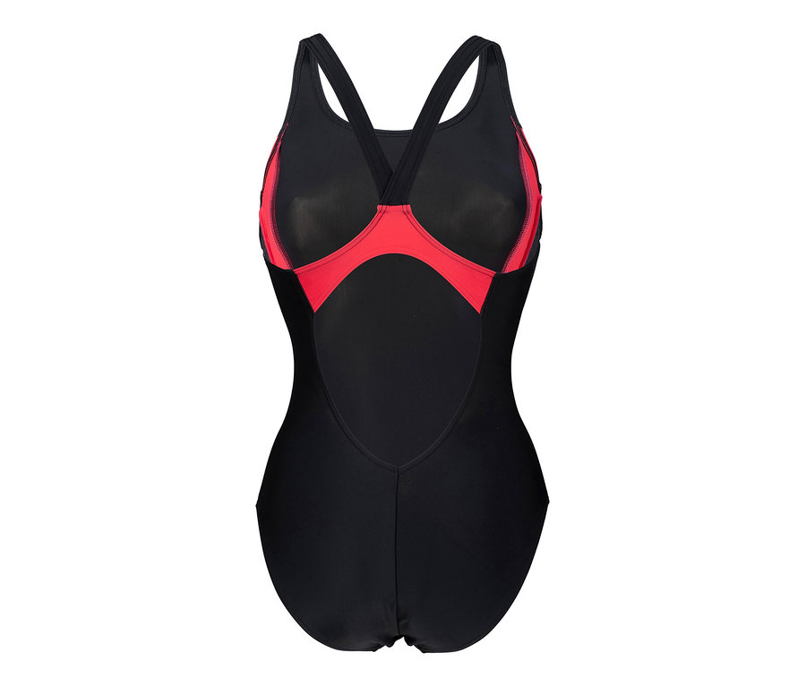 Schwarzer und roter Arena Sport-Badeanzug.