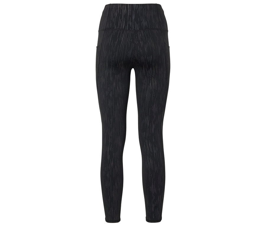 Schwarze Leggings mit hohem Bund und dezentem Muster.