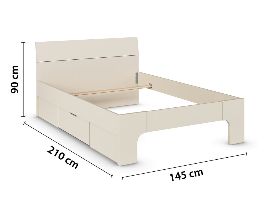 Ein beiges rauch Bett »Frieda«, 140 cm.